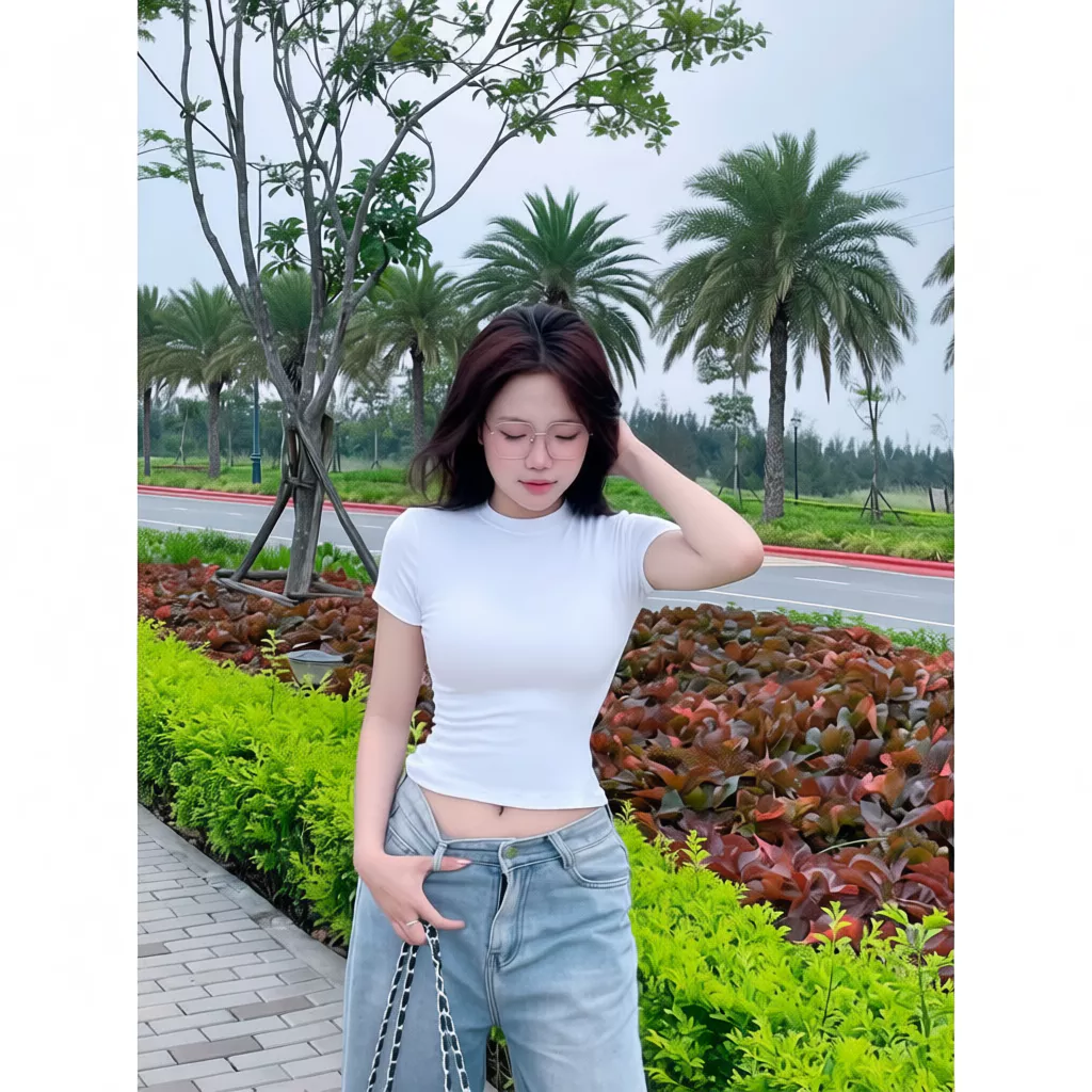 quần cạp cao phối croptop